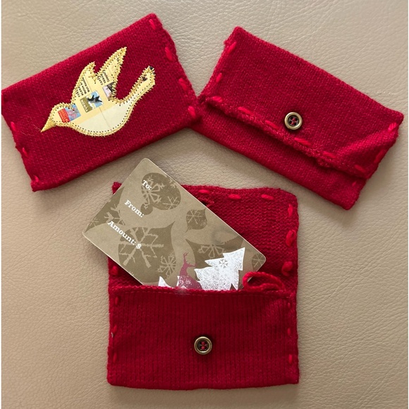 Set 3 VTG Starbucks Knit Envelope & Card Holiday Ornament Gift Pouch Bag - Picture 1 of 15